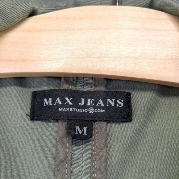 Max Jeans Women's Full Zip Utility Jacket Green Medium Drawstring Waist - Picture 8 of 13